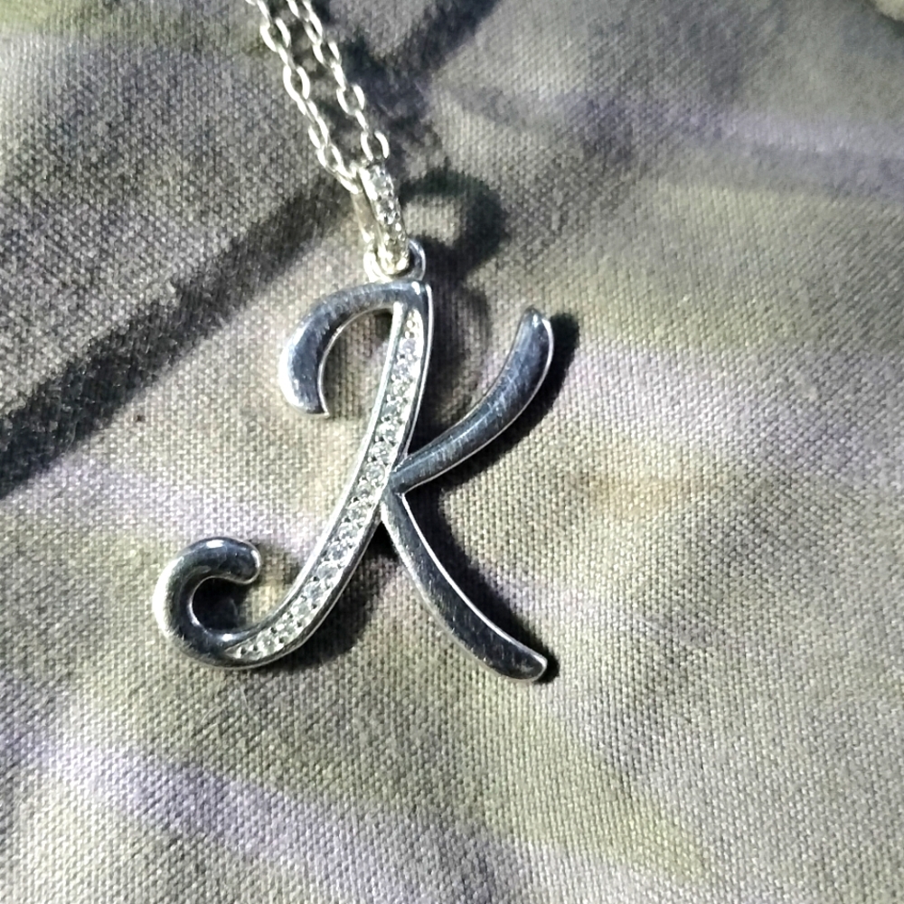 Silver Letter "K" Pendant Necklace